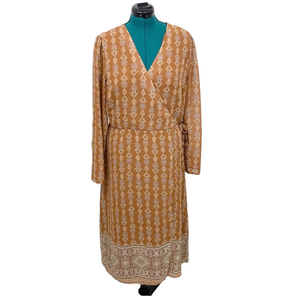 NWT June & Hudson Wrap Dress Midi Long Sleeve XL NWT